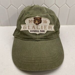 Vintage 00’s Glacier National Park Hat 1910 Strapback Cap Hat Green Excellent